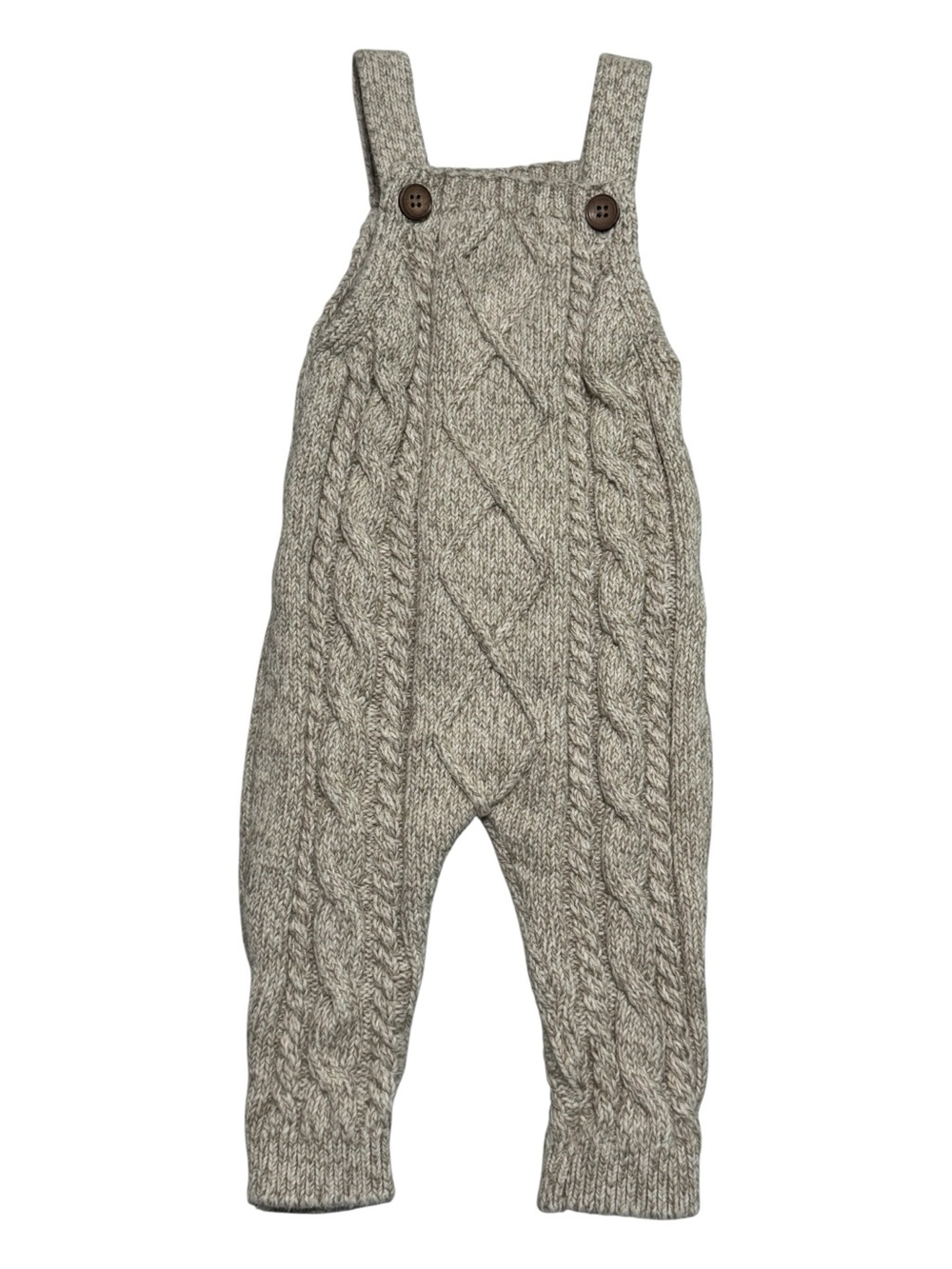 Little Planet by Carter’s Organic Cotton Cable Knit Overalls - Toasted Wheat 3m